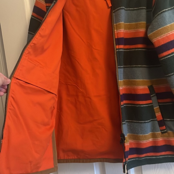 Nigel Cabourn ELEMENT BLANKET ALDER FLEECE Reversible Green & Orange NWT S - Picture 14 of 14